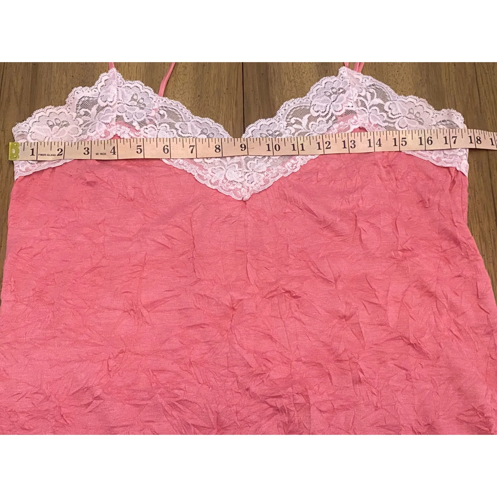 Xhilaration Pink Lace Trim Crinkle Slip Cami Y2K Lingerie Top XL Balletcore - Image 5
