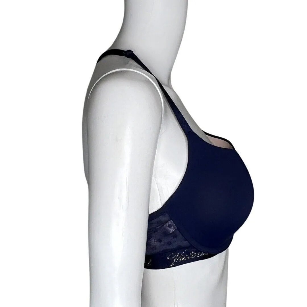 Victorias Secret Bra T-Shirt Push-Up‎ Full Coverage 34D Navy Blue Lace Racerback - Image 2