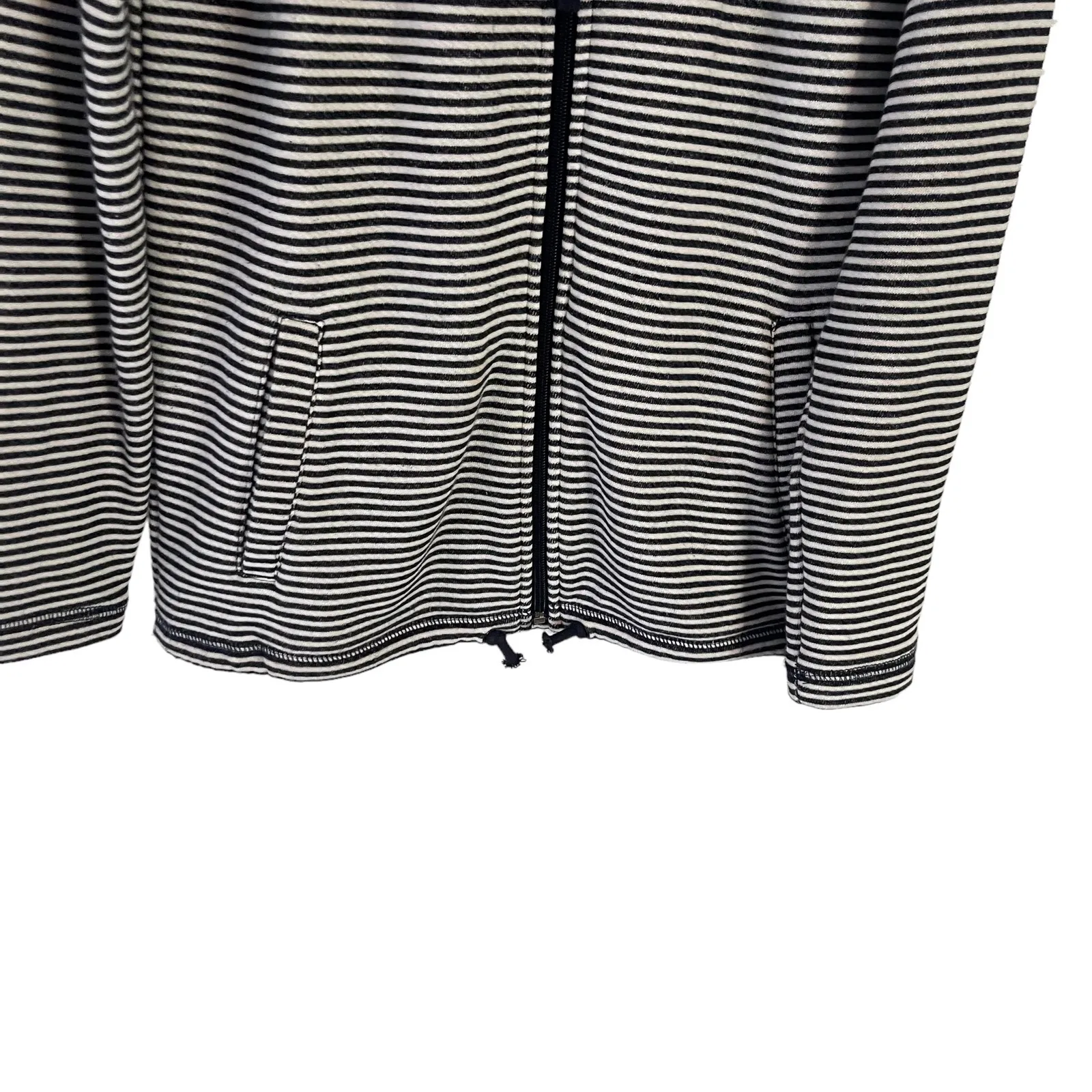 T‎ by Talbots Women's Size XS Nautical Navy Blue Striped Full Zip Up Sweater - Image 3