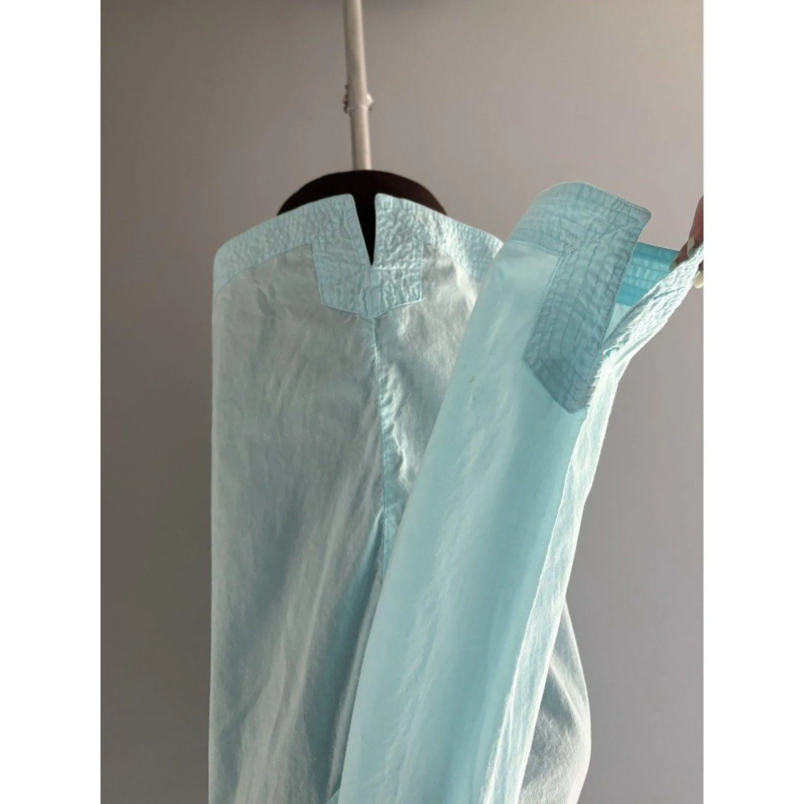 Caribbean Joe Blouse Size M Aqua Blue SemiSheer Lightweight Coastal Beach Jewels - Image 4