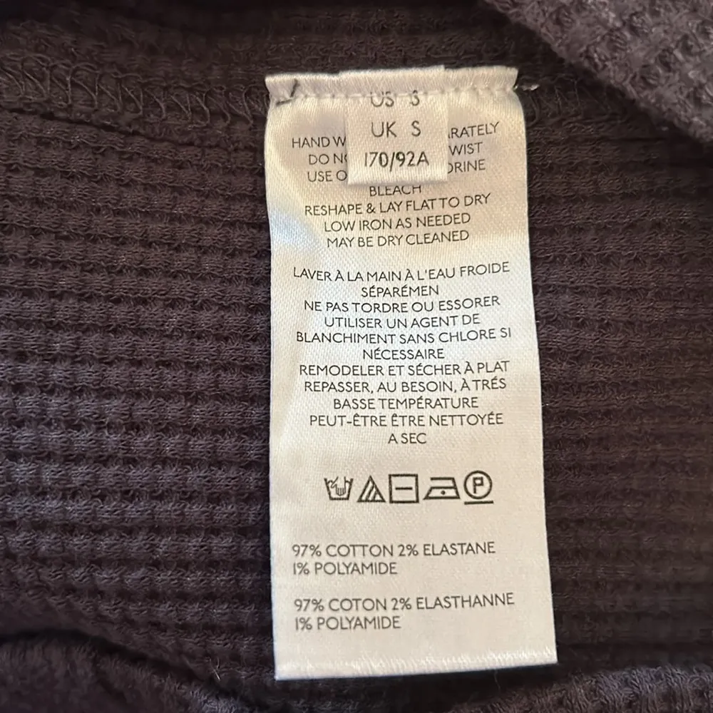 Free People Washed Black Colorful Sleeve Henley Long Sleeve Shirt - Image 6