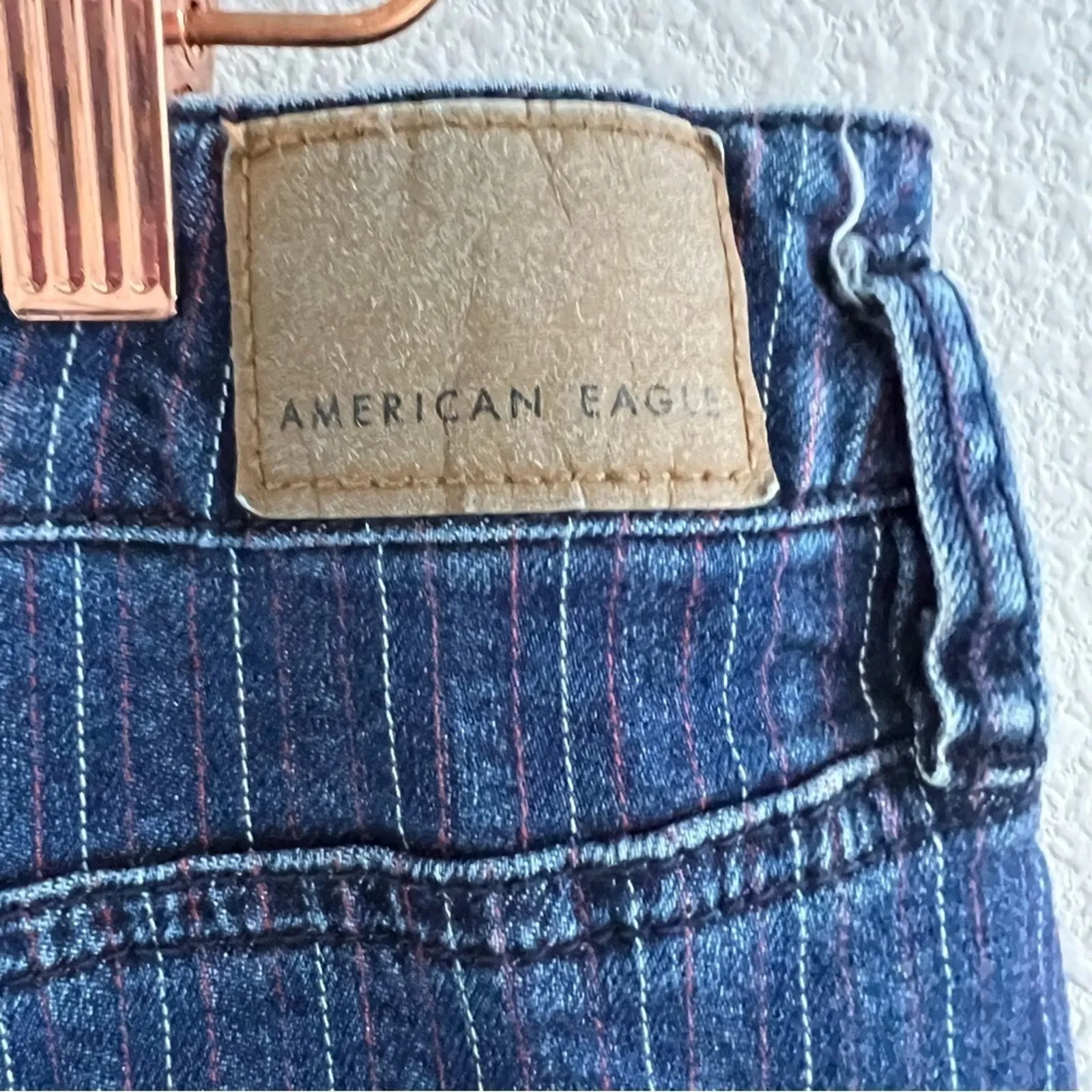 American Eagle Mom Jeans Button Ankle Stripe Denim 16 - Image 8