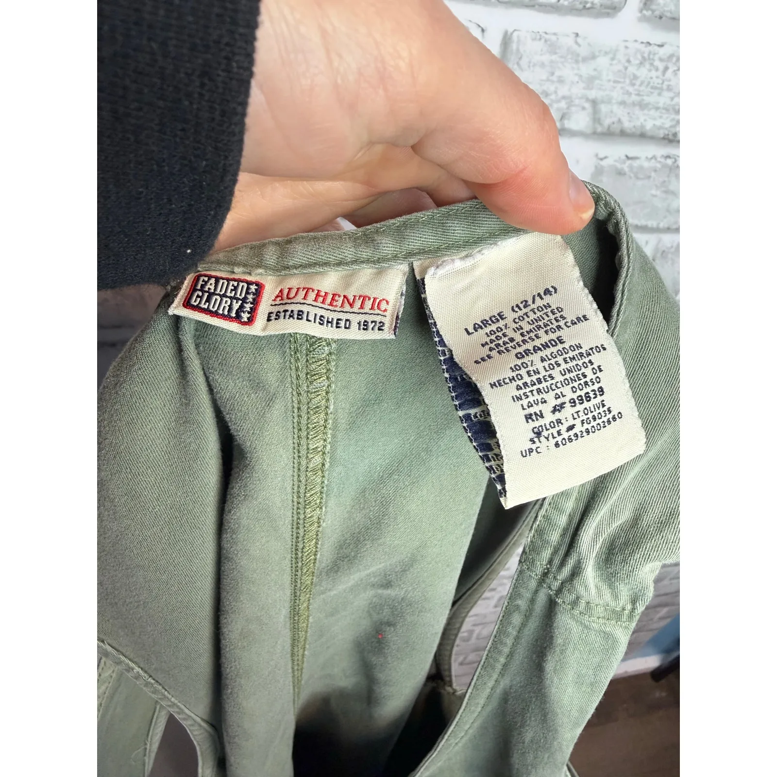 Vintage Faded Glory Olive Green Utility Zip Dress 100% Cotton Size L - Image 3