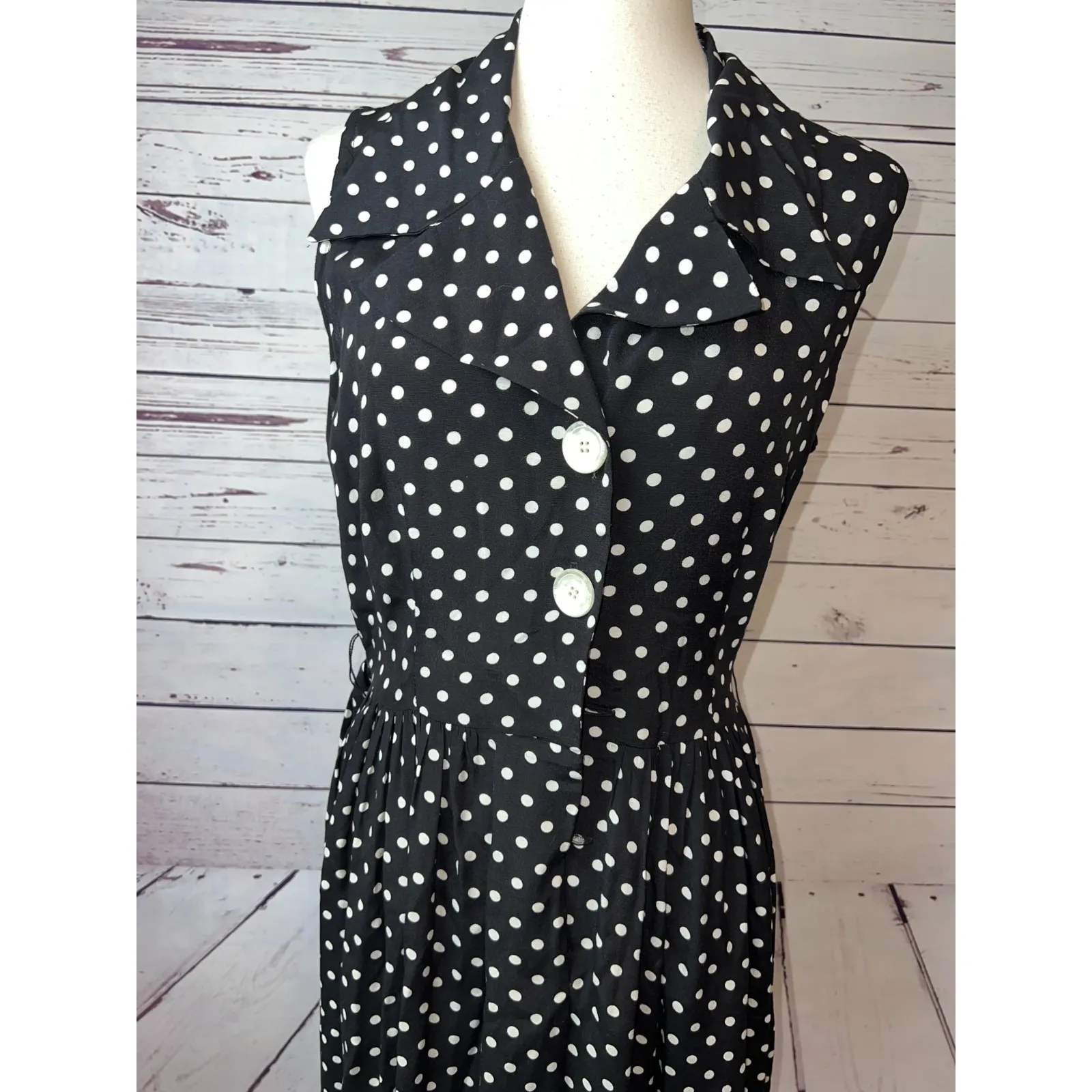Jonathan Martin Fit Flare Dress size 11 12 Polka Dot Pin Up Sleeveless‎ Rayon - Image 8