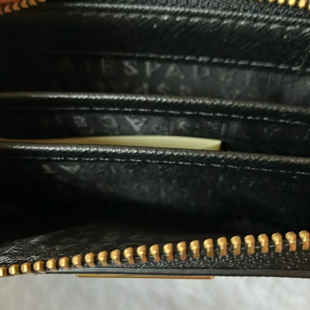 Kate Spade: Mini Black Leather Wallet- Gold Tone - Image 7