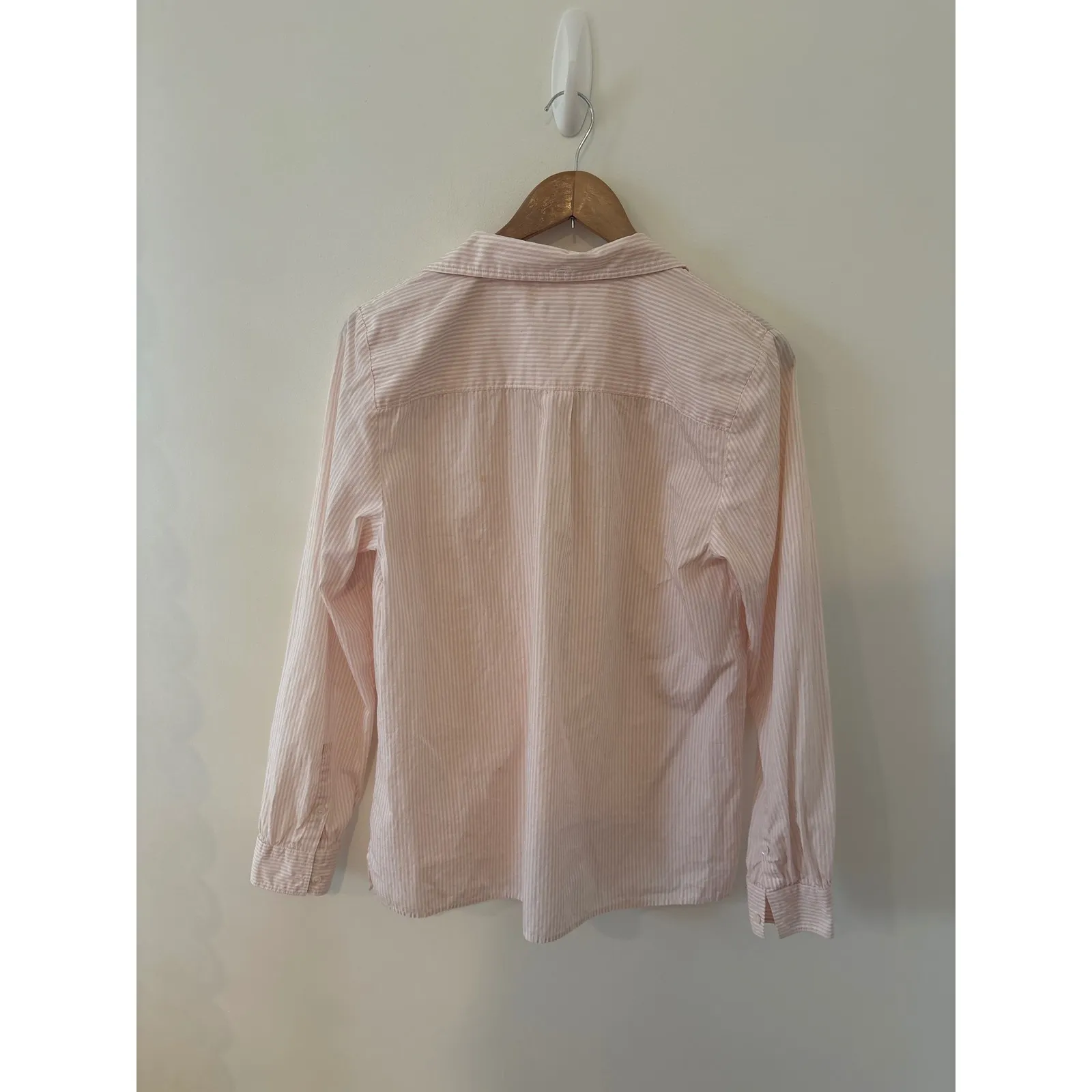 J.Crew Striped Button Up Shirt Pink White Cotton Casual Long Sleeve Size M Size M - Image 3