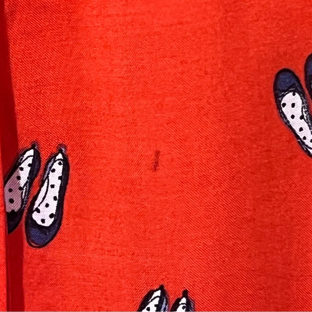 Boden Paris Red Blouse with Ballet Flat Print Size 6 - Image 9