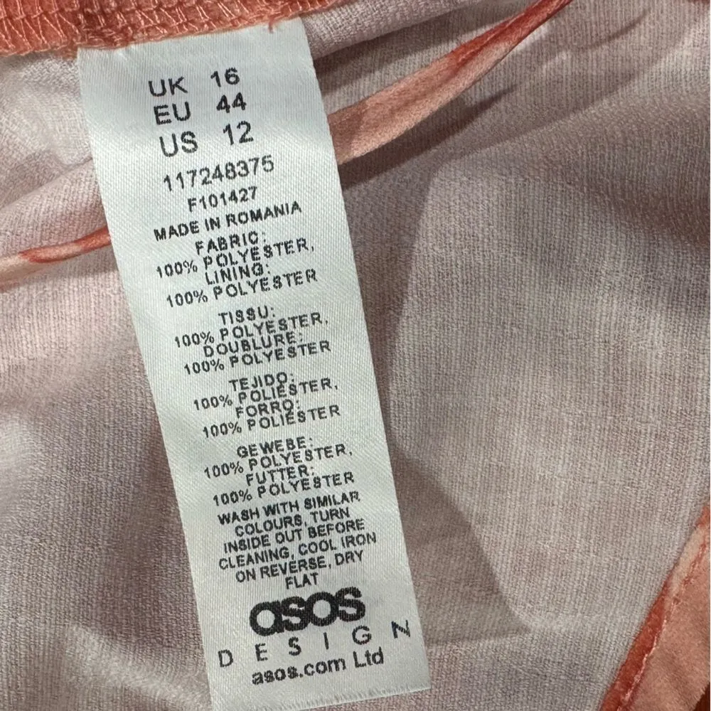 ASOS Design Lace Up Orange Sunflower One Shoulder Tank Top Women’s 12 - Image 3