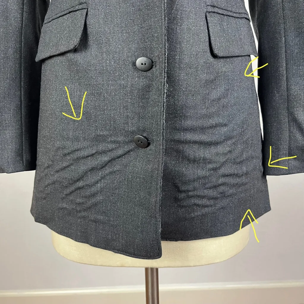 Anni Kuan Grey Wool Blend Blazer Gray Size 4 - Image 5