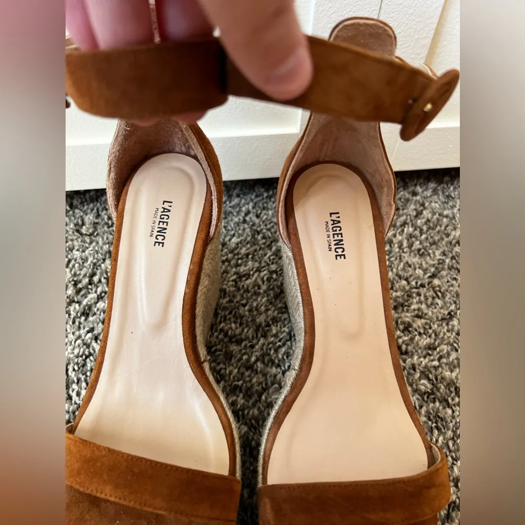 L'Agence L’agence Elysee Women’s Brown NWOT Platform Suede Wedge Espadrilles Size‎ 8.5 - Image 5