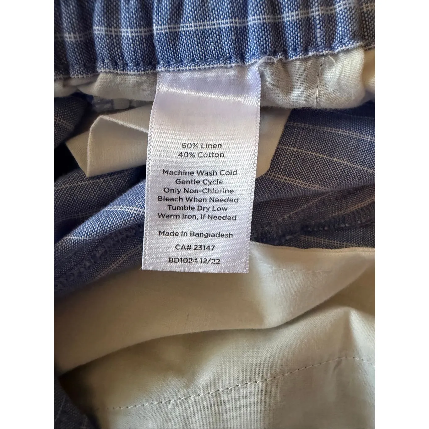 NWOT Talbots Blue Pinstripe Linen Blend Drawstring Crop Pants Size L - Image 8