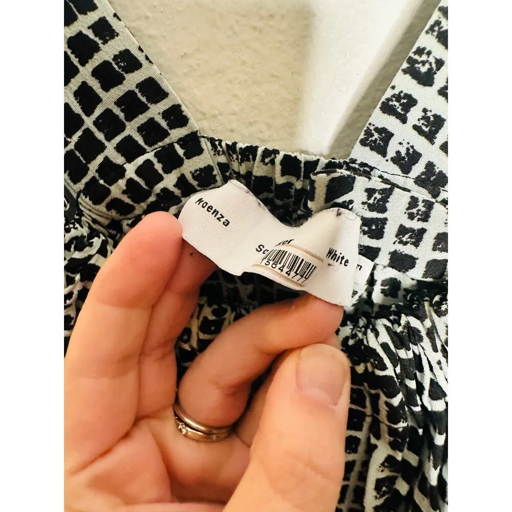 PROENZA SCHOULER WHITE LABEL Black Printed Square Neck Flou Wrap Dress Size 4 - Image 6