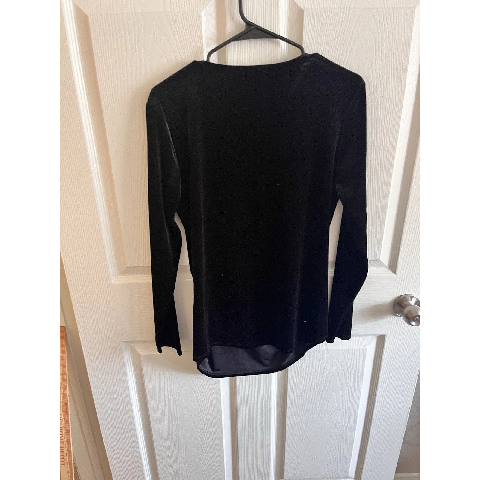 Sundance Raquel Faux Velvet Wrap Long Sleeve Top Black Size L NWT Size L - Image 7