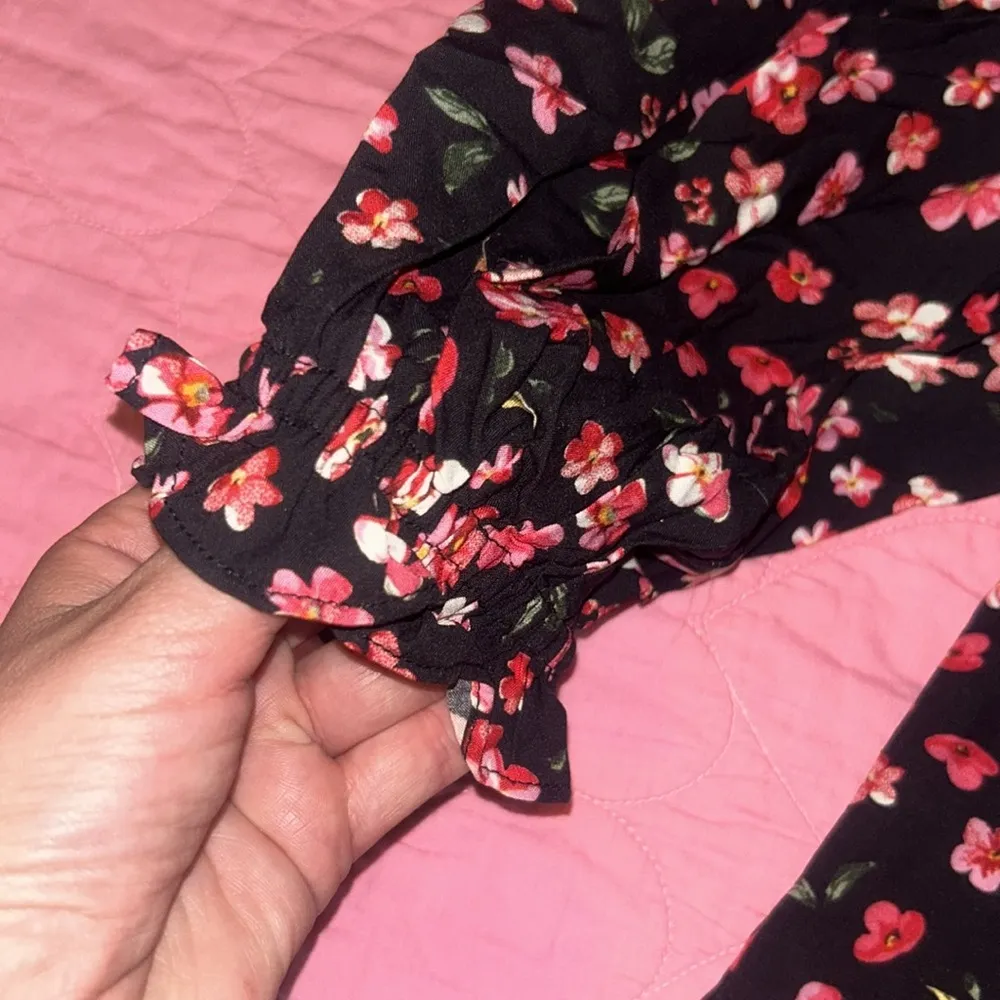 Black Floral Backless Long Sleeve Romper - Image 5