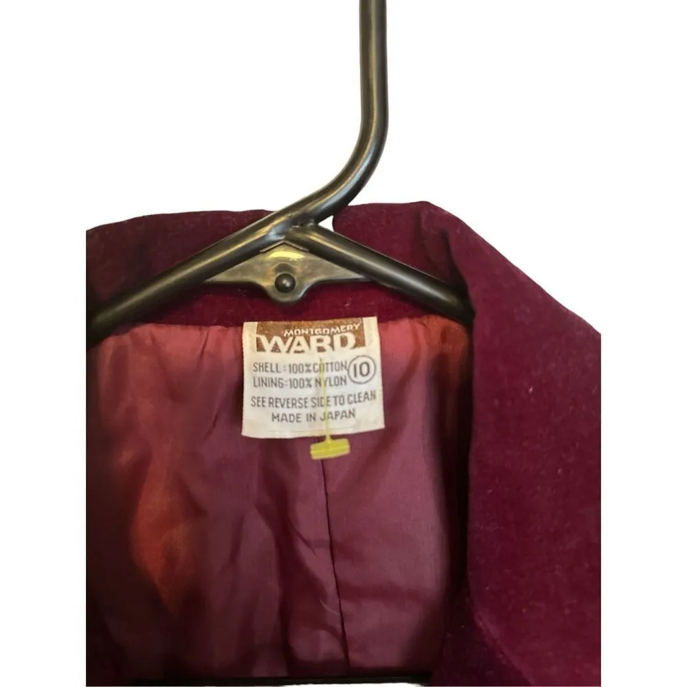 Vintage 70’s Women's Velvet‎ 100% Cotton Button Peak Lapel Blazer sz 10 Academia Purple - Image 5