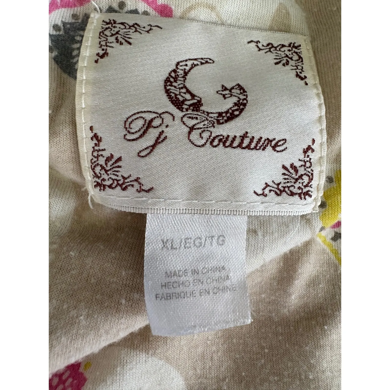 PJ Couture Womens Pajama Set Tank Top‎ Shorts Elephant Print XL Sleepwear Tan - Image 5