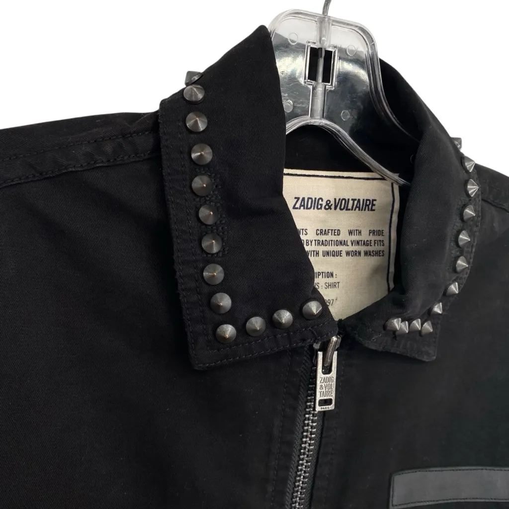 Zadig & Voltaire Bart Black Grunge Coat Embroidered Skull Spike Military Jacket - Image 3