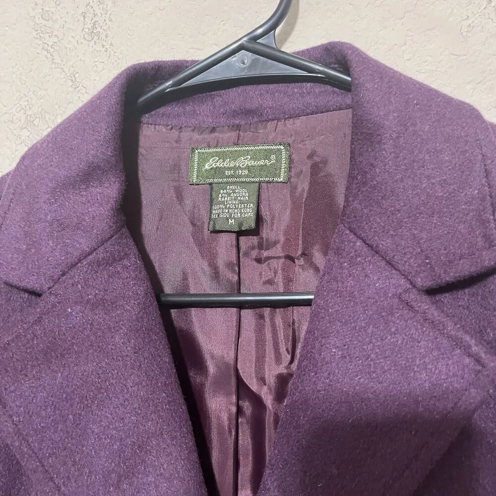 Eddie Bauer Blazer Womens M Purple Wool Angora Classic Career Office - Image 3