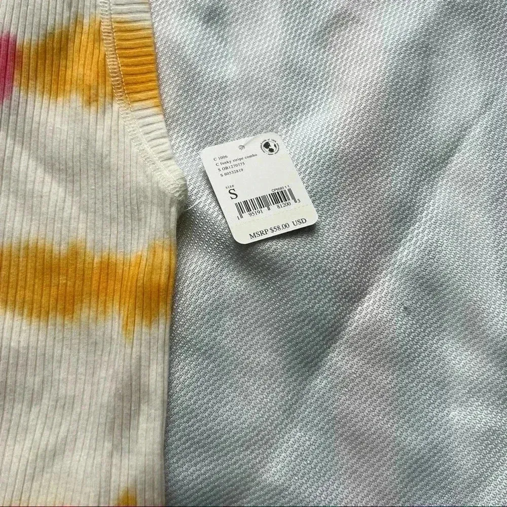 Free People‎ Women's Sleeveless Easy Breezy Funky Stripe Tank Top White S - Image 4