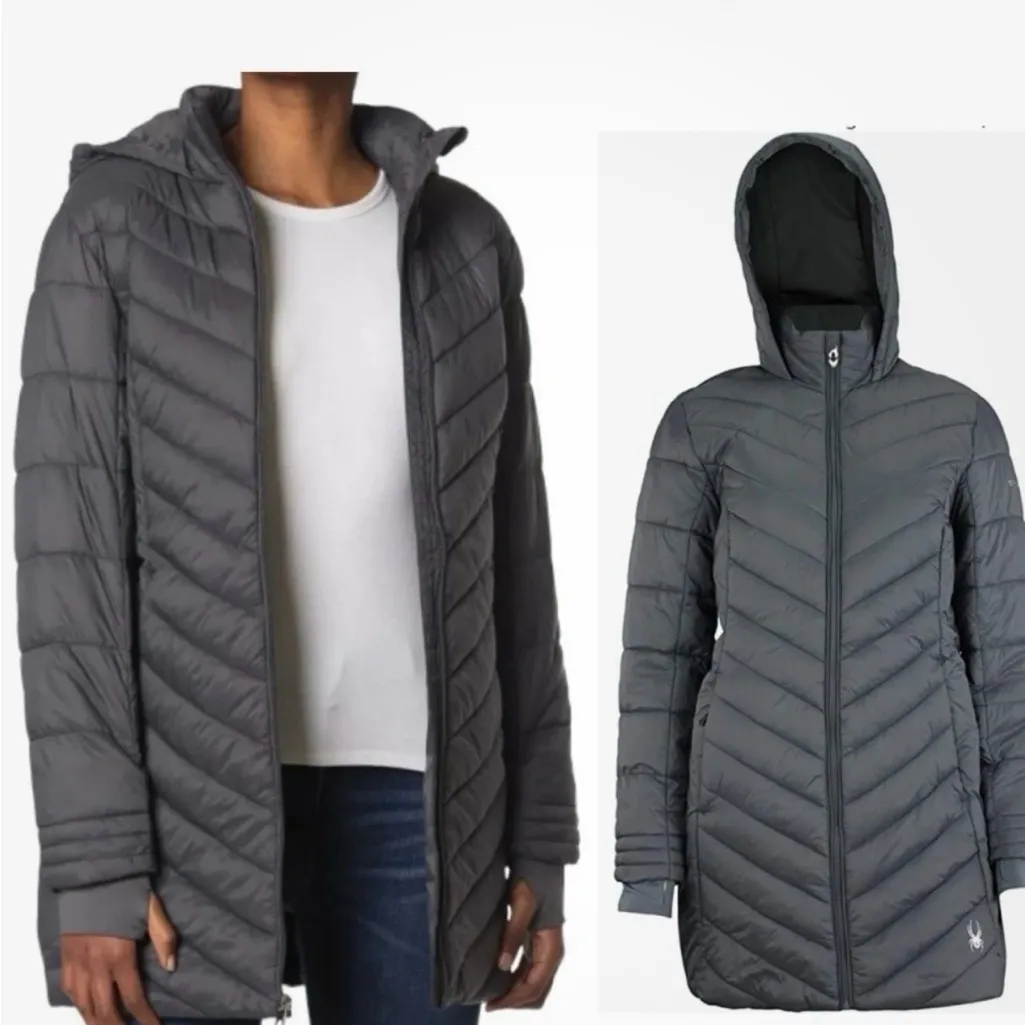 Spyder Women's Charcoal Gray Puffer Jacket - Image 4