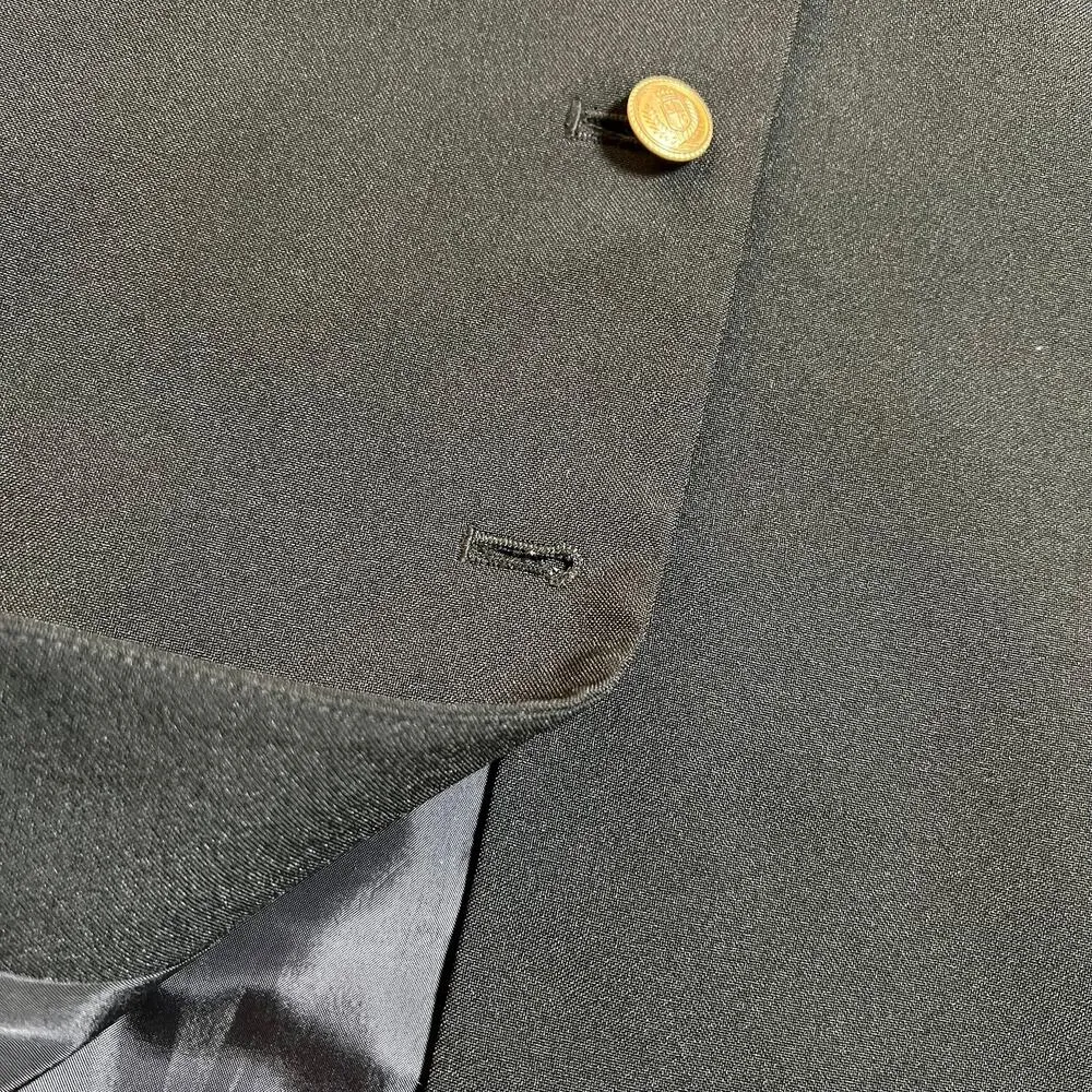 Levine Classics Women's High Neck Power Blazer Jacket Crest Buttons Size 14 Green - Image 12