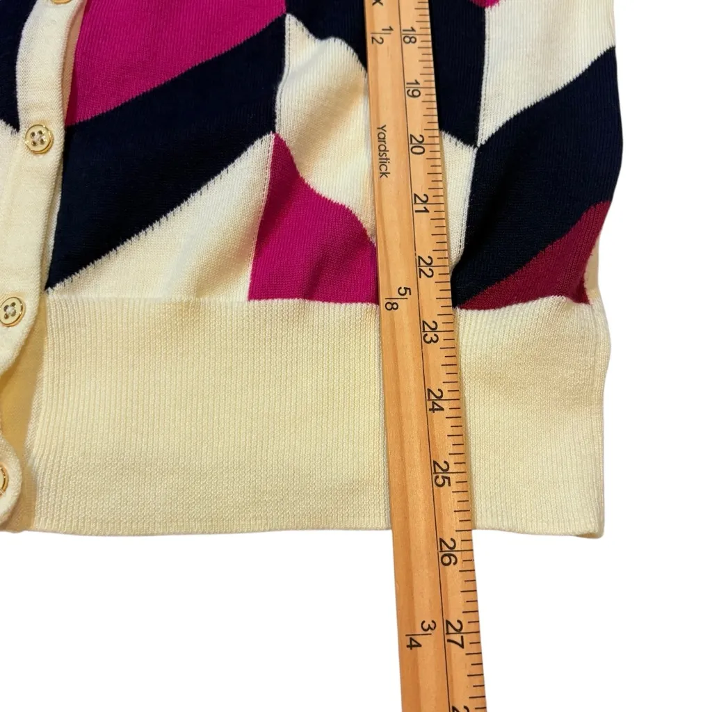 Lands' End Women's Chevron Pima cotton button front cardigan STall - Image 4