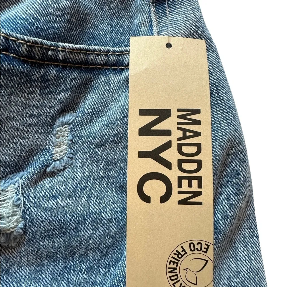 Madden NYC Mini Jean Skirt Size 9 Button Front NWT Blue - Image 3