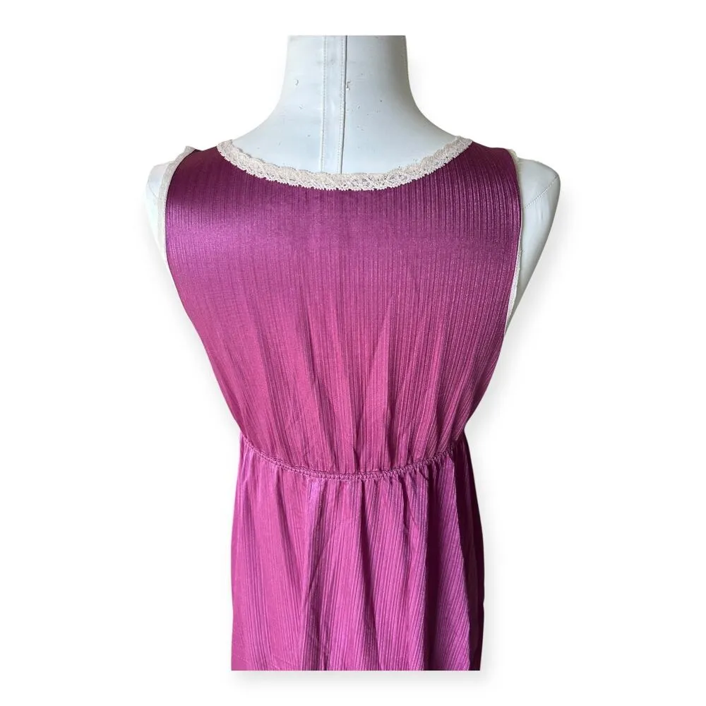 Vintage Purple Lace Plunge Neck Night Gown JCPenney Sleepwear M Sexy Lingerie Size M - Image 5