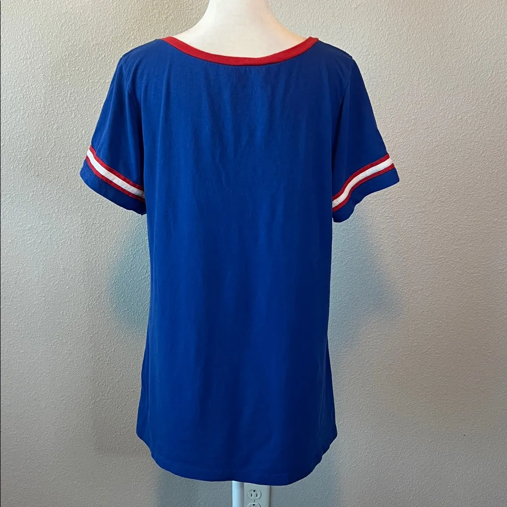 NFL Team Apparel NY Giants VNeck Short Sleeve TShirt Blue/Red Size XL Blue - Image 3