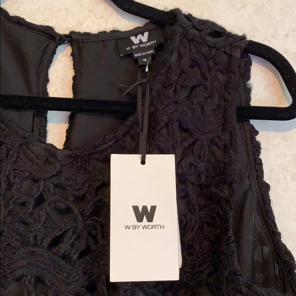 W by worth NWT Black macrame lace crochet blouse - Image 4