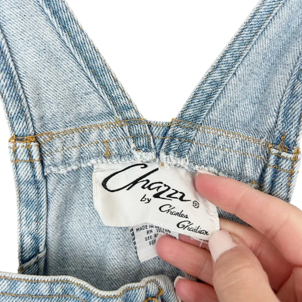 Vintage Chazzz by Charles Ghailian Denim Shortall Overalls Sz L Blue Size L - Image 3