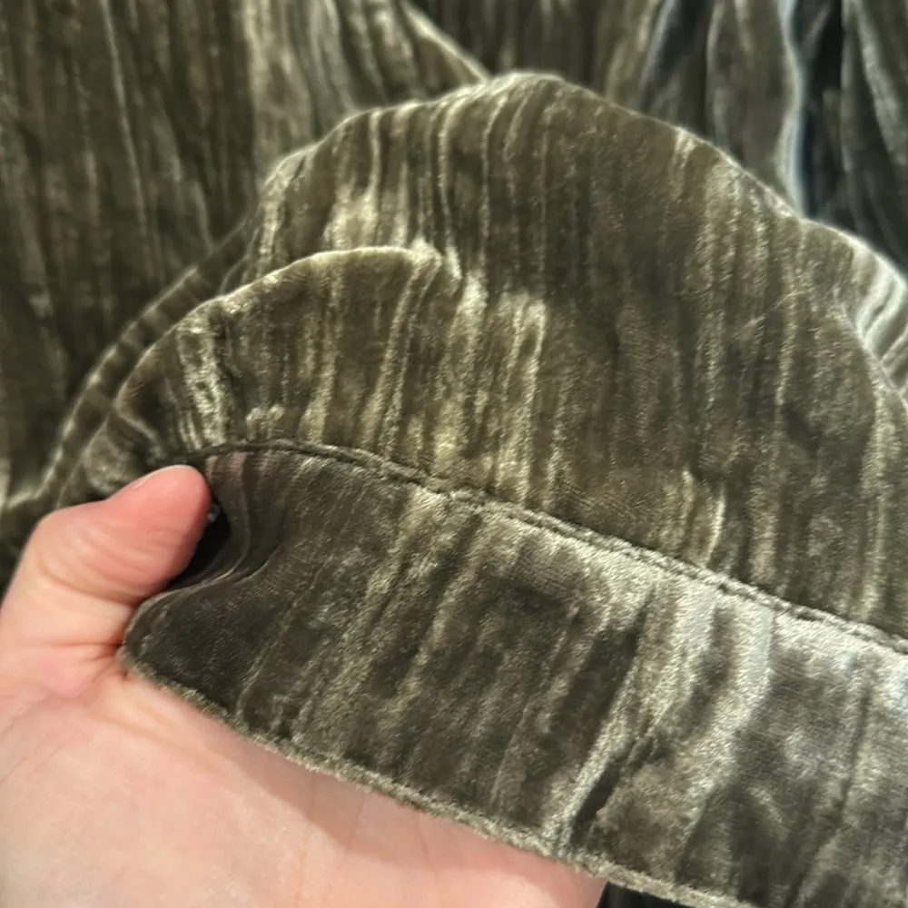 Chico's Womens Velvet Jacket Blazer Size 1 Silk Blend Green Long Sleeve Lined - Image 9