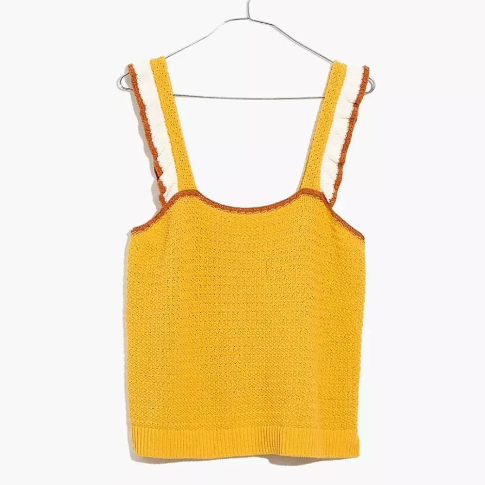 Madewell crocheted ruffle strap sweater tank sz M - Image 5