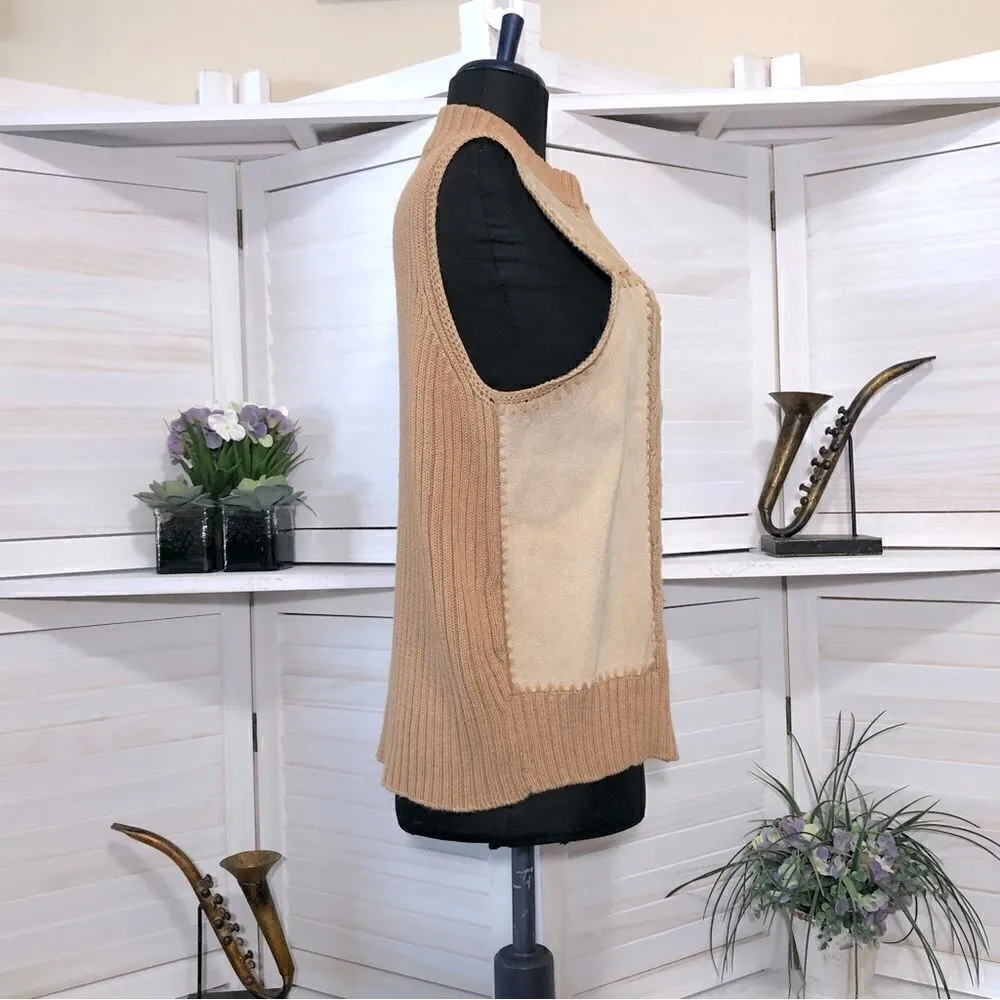 Vintage Y2K Tan Suede Leather Vest Large - Image 4