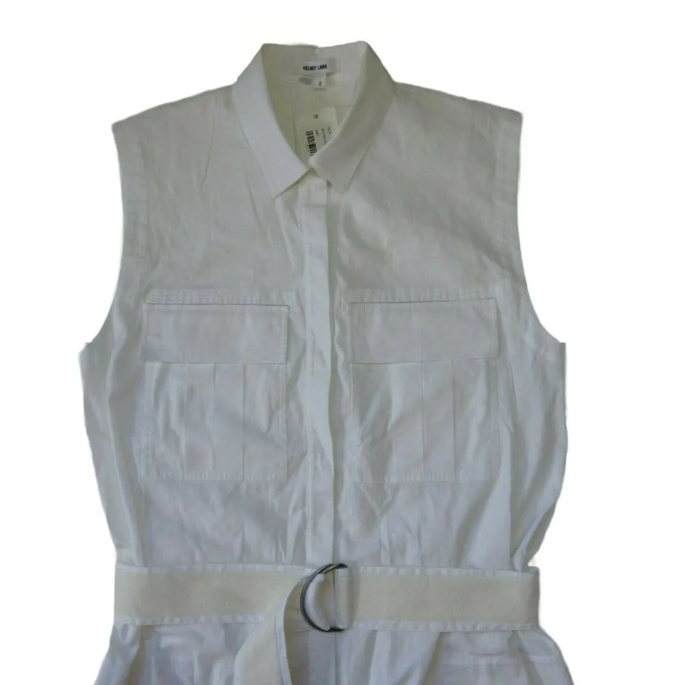 NWT Helmut Lang Optic White Washed Bellow Poplin Cotton Shirt Dress 6 $495 - Image 3