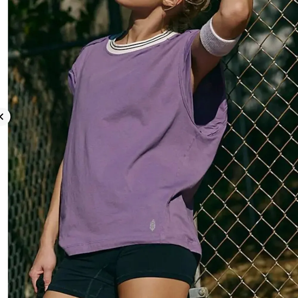 #56 NWT Free People Don't Sweat It Oversized Tee in Violet - Image 4