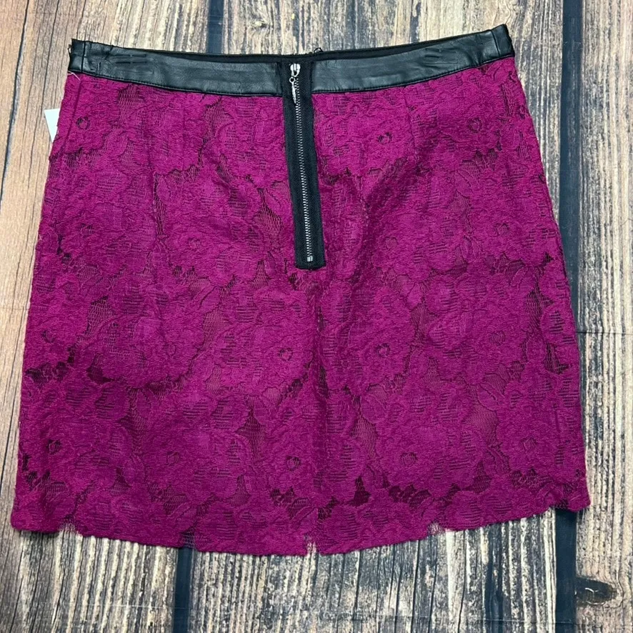 Kensie Women's‎ Pink Lace Mini Skirt Faux Leather Trim Size 6 Party - Image 4