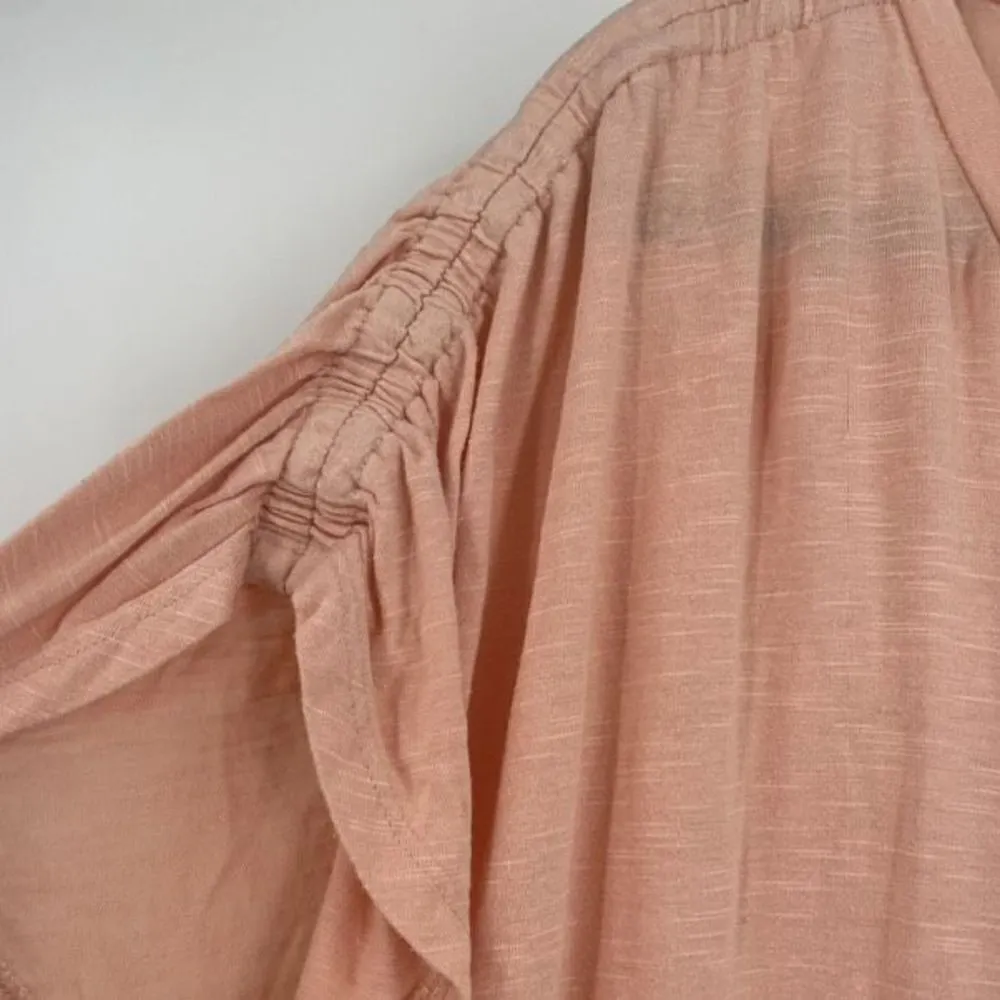 Lane Bryant‎ Women's Ruched Sleeve Stretch Crew Neck Top Peach Size 18/20 - Image 4