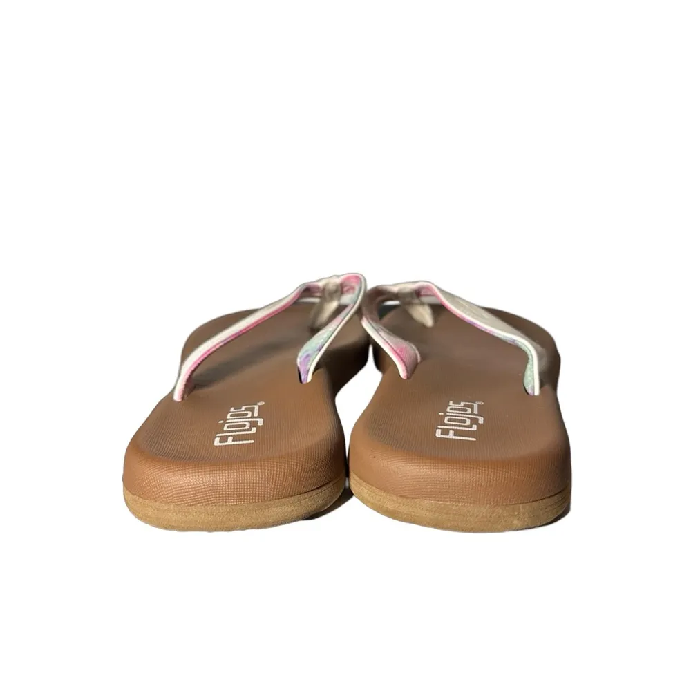 Flojos Women's Maddy Memory Foam Flip Flop Sandal IVORY/PINK TIE Dye Womens SZ 9 Brown - Image 5