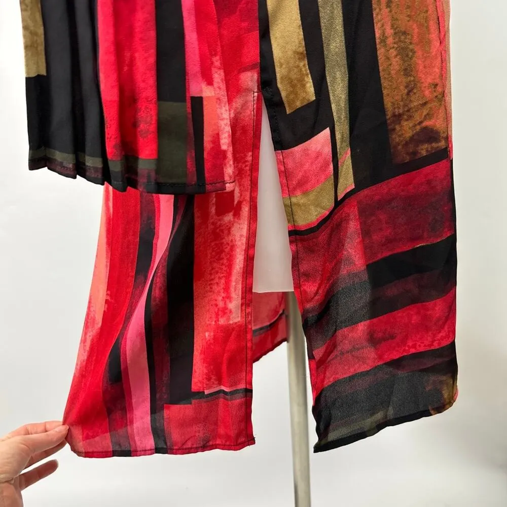 Rafaella Multicolor Geometric Print Button Up Bell Sleeve Midi Shirt Dress Sz 6 - Image 8