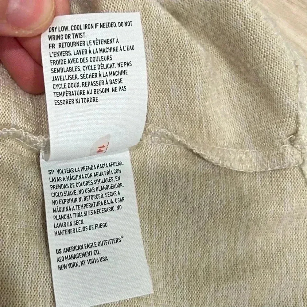 Women’s Super Soft Pullover Knit Top Raglan Sleeve Cream Size S - Image 5