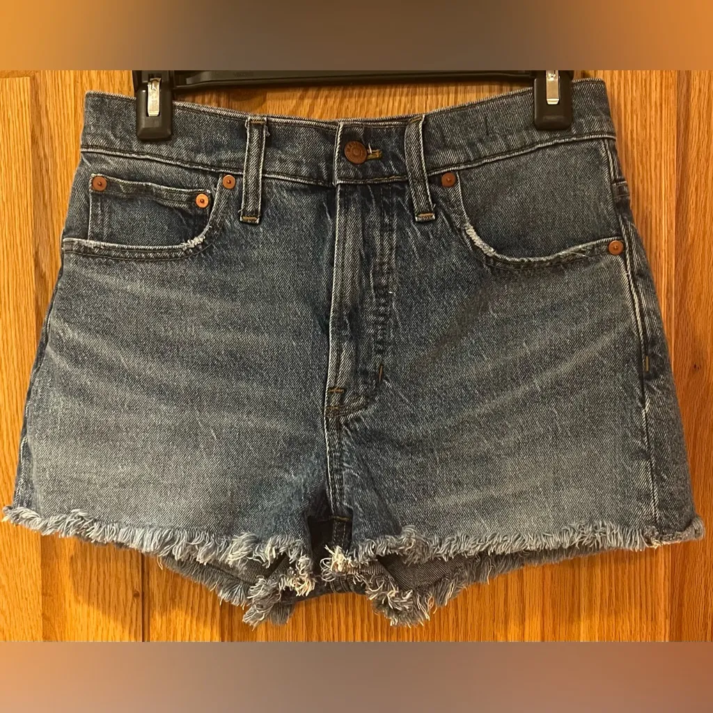 Madewell The Perfect Jean Short Blue Denim Cut-Off Raw Hem Shorts Size‎ 27 - Image 5