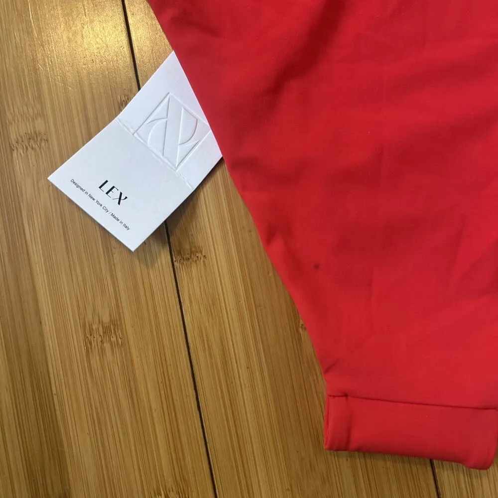 *NEW* Lex Women’s Bikini Set Top S/ Bottom M One Strap High Cut Minimalist Italy Red Size M - Image 12