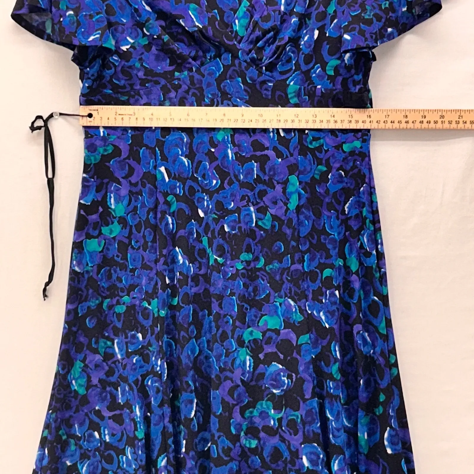 Chaps Floral Midi Dress Blue Large - Image 12