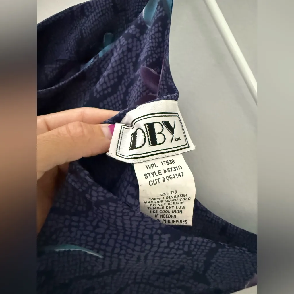 VTG 90s Y2K DBY Floral Dress Maxi Midi Dress Hippie Boho Blue Purple Size XS S - Image 7