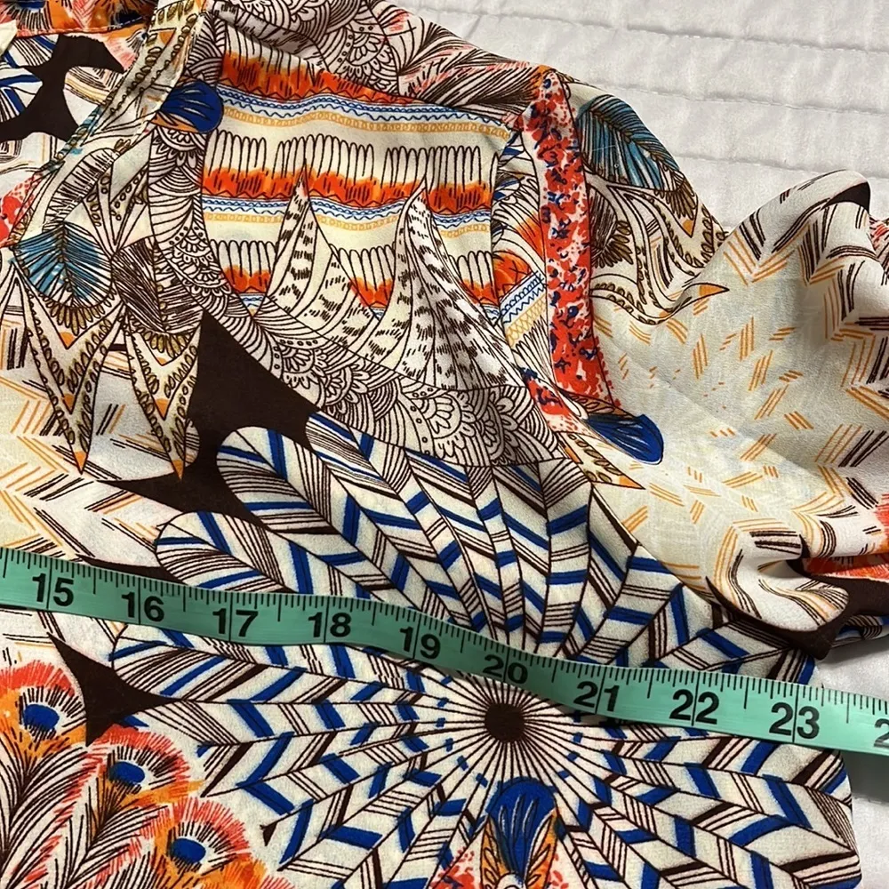 UMGEE small tunic shirt dress hi low fall colors button close front ruffle trim - Image 4