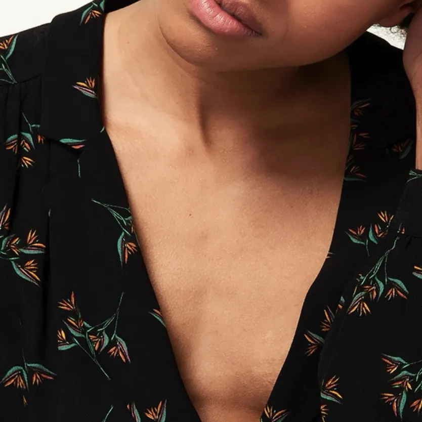 ba&sh Fady Noir Floral‎ Print Crossover V-Neck Viscose Jumpsuit Black US Size 8 - Image 3