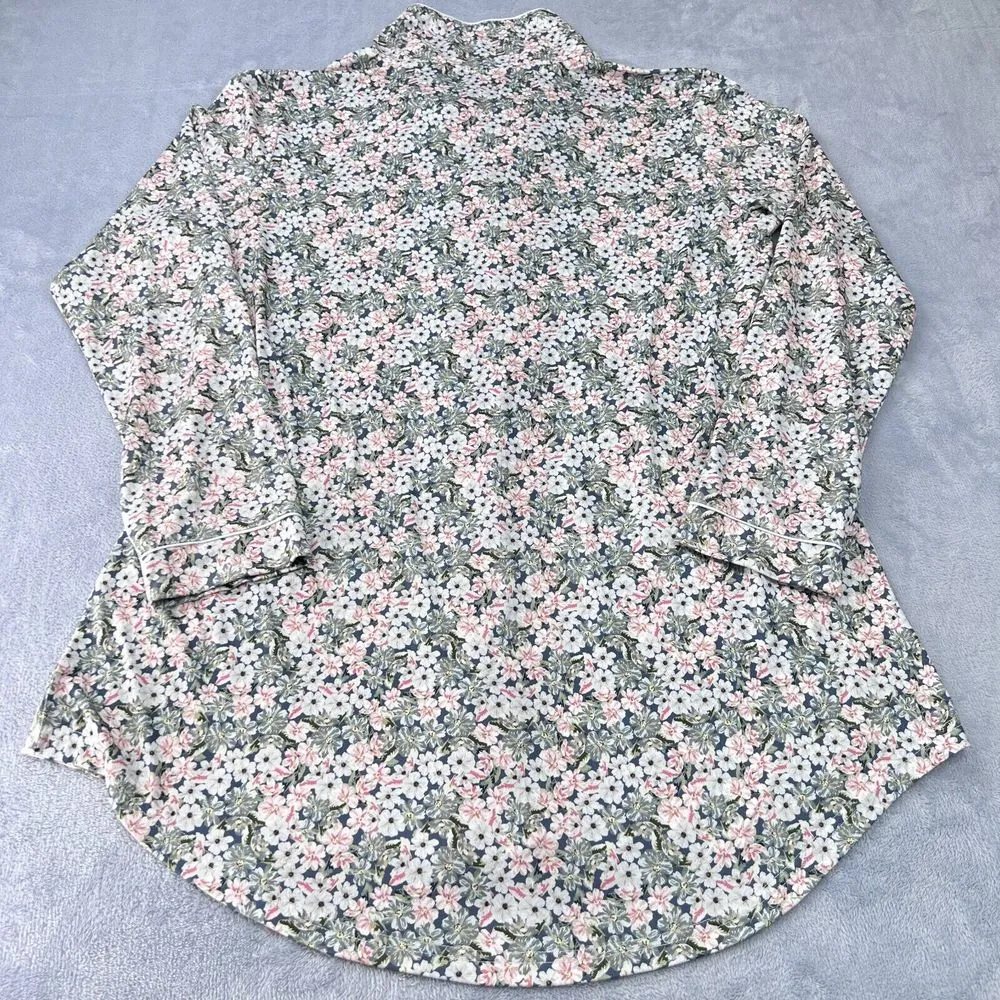 Born Women's Blouse Liquid Knit Size Large Floral Button Down Classic Summer‎ - Image 5