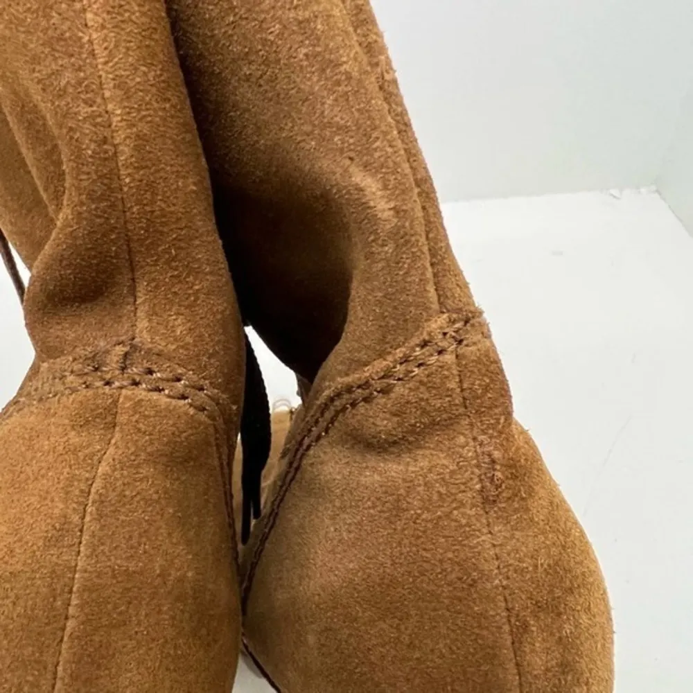 Sporto brown leather lace up chunky heel ankle booties round toe Y2K size 8.5 - Image 7