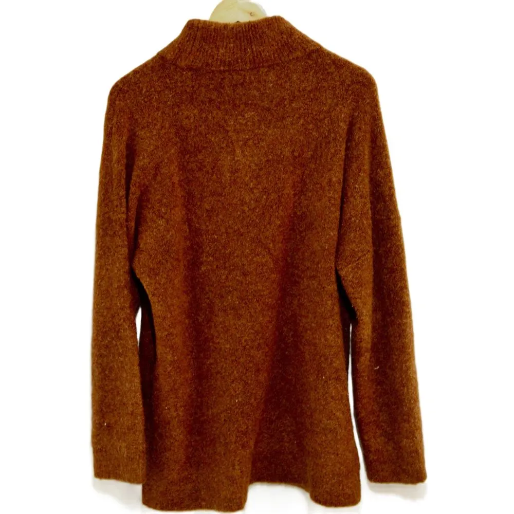 Womens Abercrombie & Fitch Brown Ribbed Cuffs Turtleneck Sweater Top Size Large - Image 2